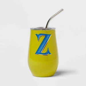 11.8oz Stainless Steel "Z" Monogram Wine Tumbler with Straw & Lid - Opalhouse
